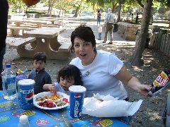 2nd annual mom's group bday party: James, Olivia & Karen